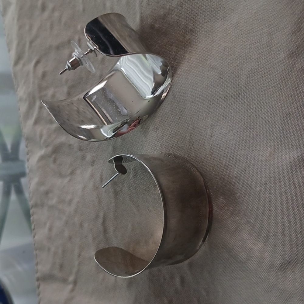 Faux silver hoops